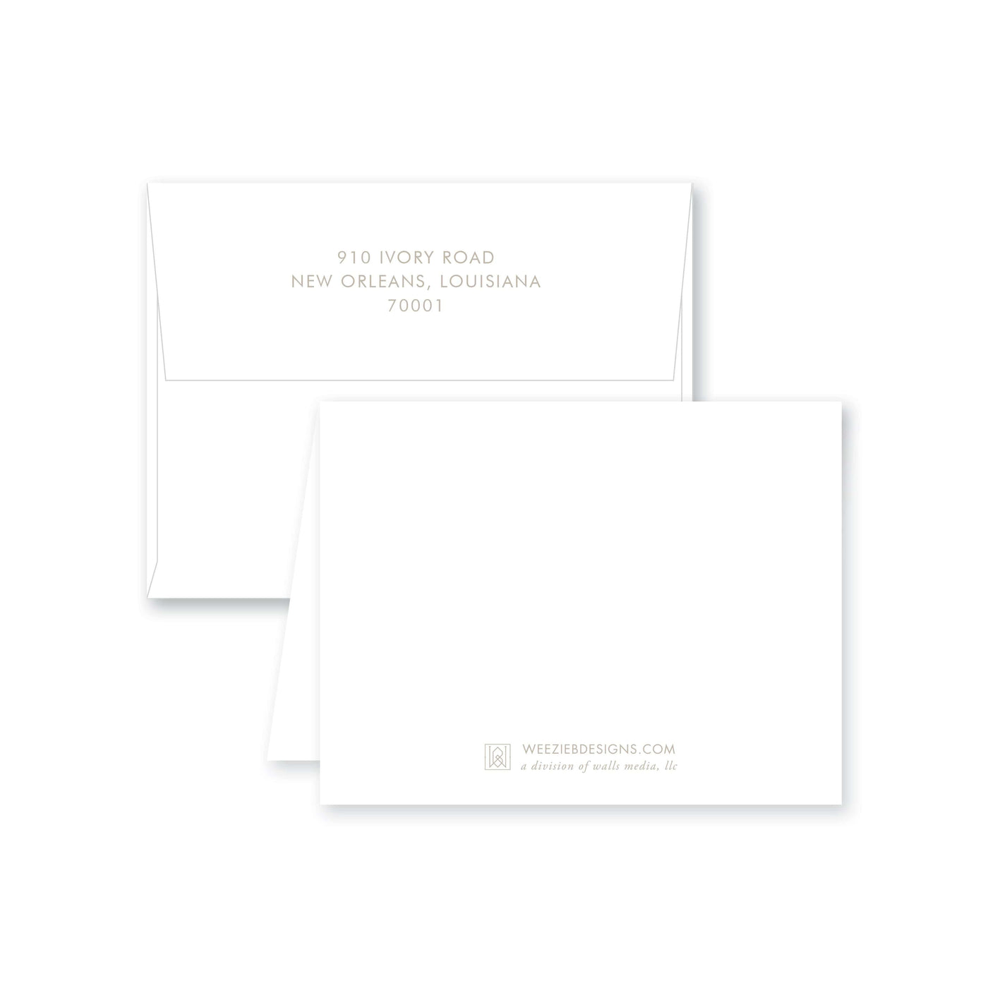 Weezie B. Designs | Dot Line Border With Name Folded Note Cards