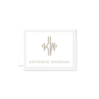 Weezie B. Designs | Dot Line Border With Name Folded Note Cards