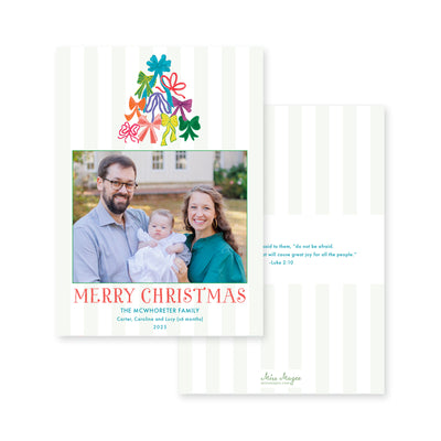 Bright Bow Tree Top Vertical Christmas Card