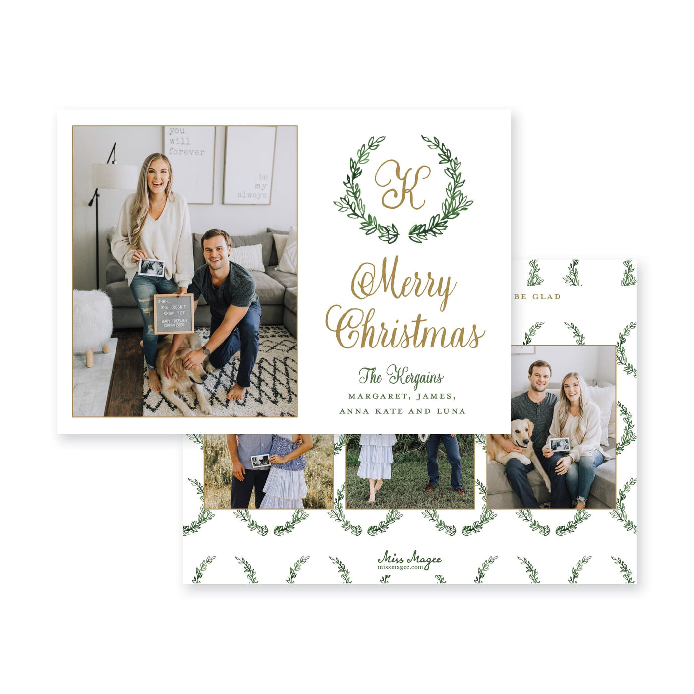 Frasier Fir Wreath Horizontal Christmas Card