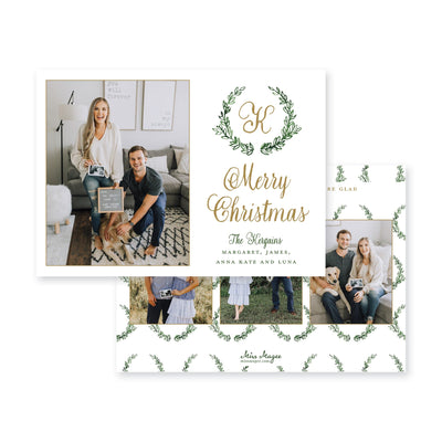 Frasier Fir Wreath Horizontal Christmas Card