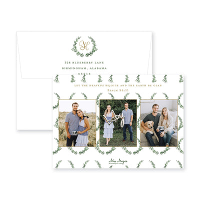 Frasier Fir Wreath Horizontal Christmas Card