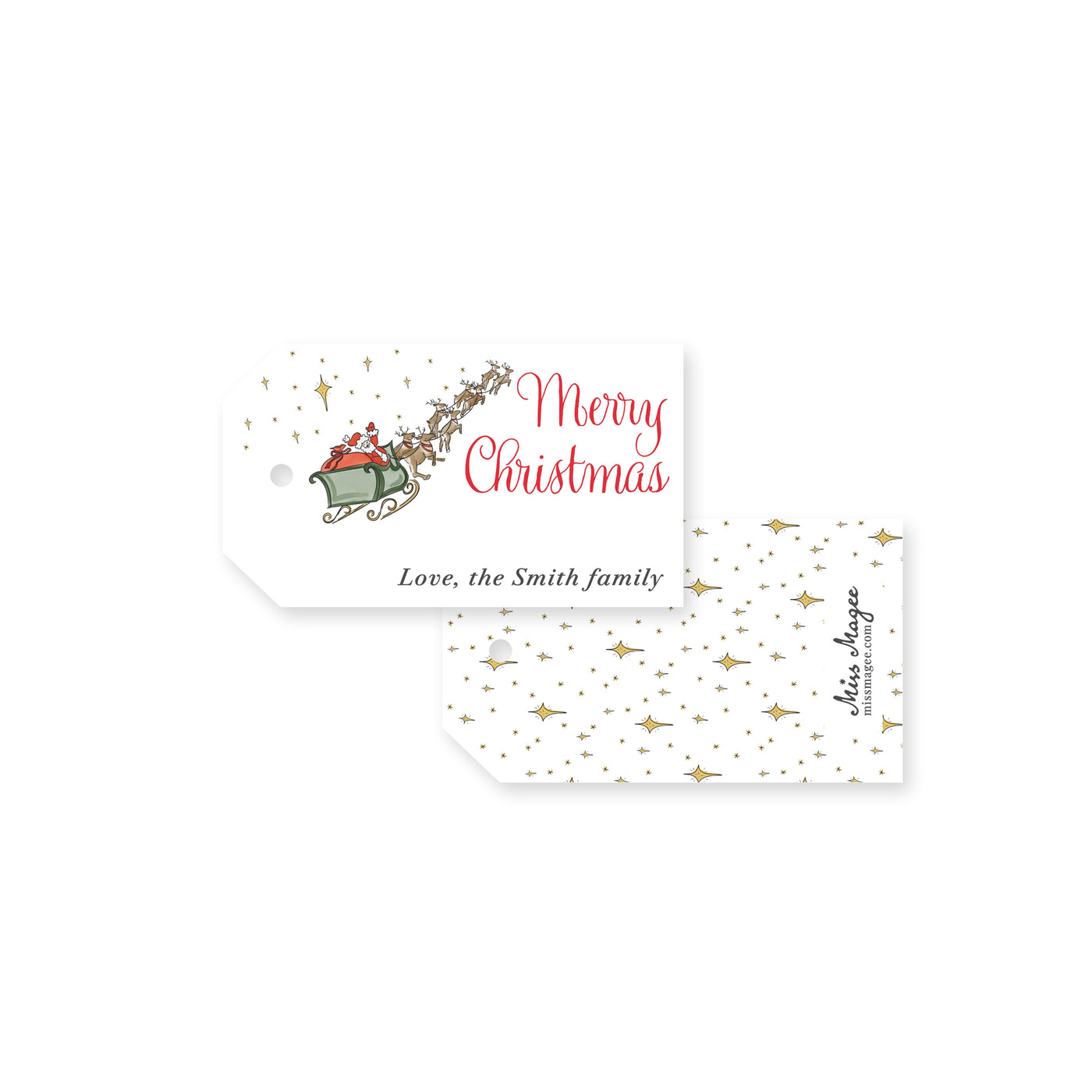Fun Santa's Sleigh Christmas Tag