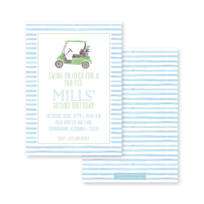 Watercolor Golf Cart Birthday