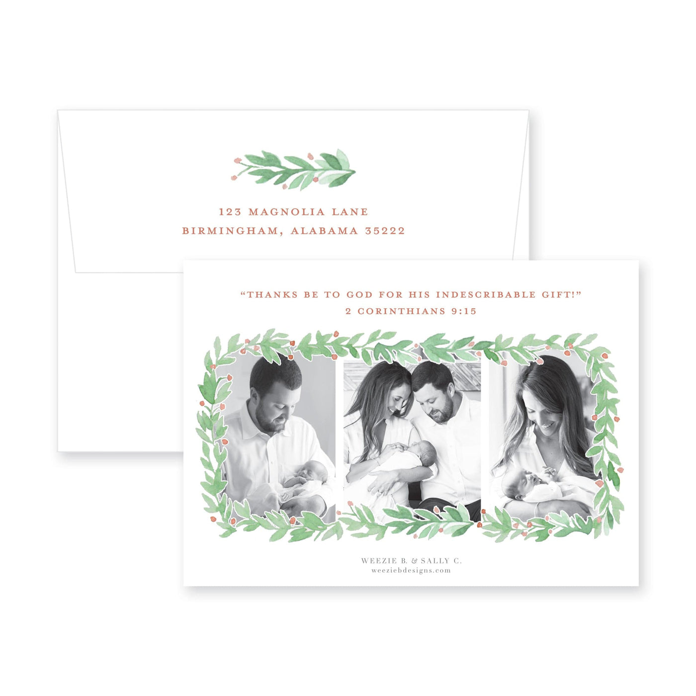 Garland Wreath Christmas Card