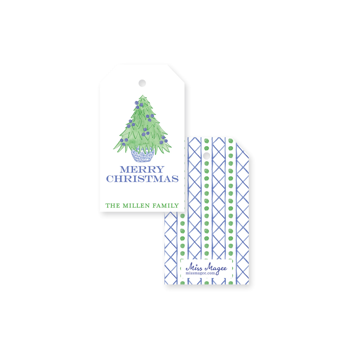 Ginger Jar With Trees Christmas Tag