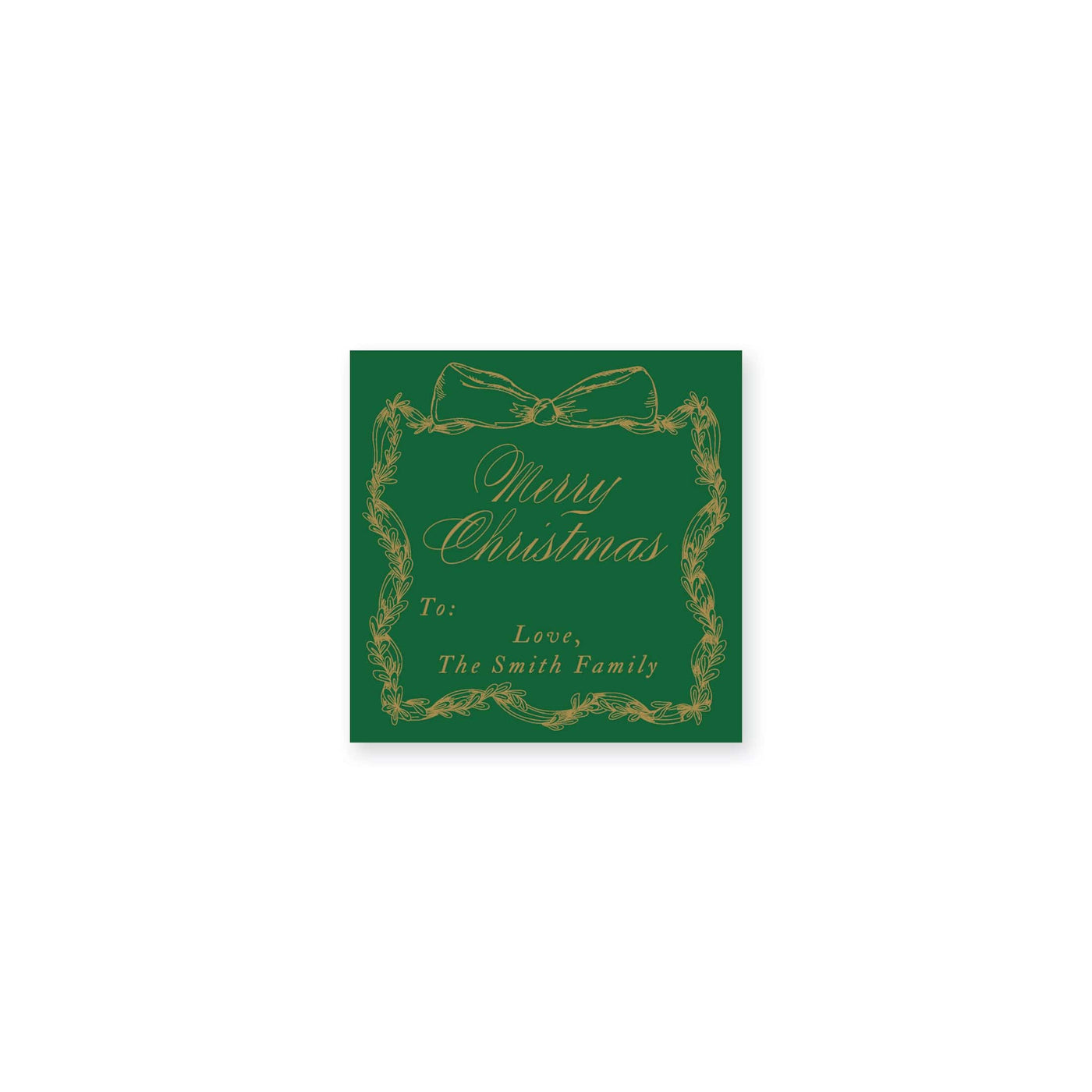 Golden Ribbon Wreath Christmas Stickers