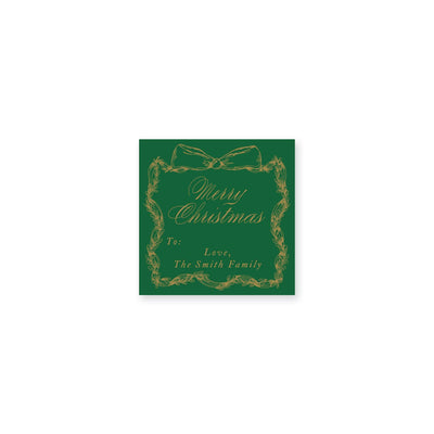 Golden Ribbon Wreath Christmas Stickers