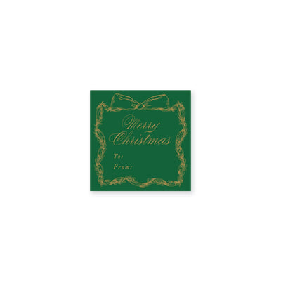 Golden Ribbon Wreath Christmas Stickers