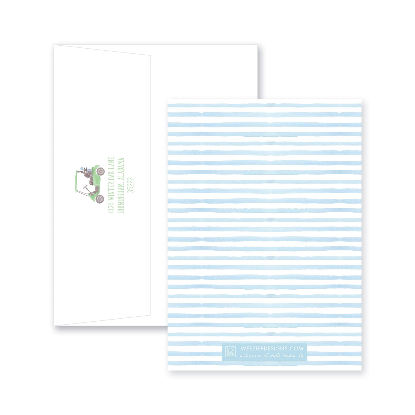 Weezie B. Designs | Watercolor Golf Cart Birthday Invitation