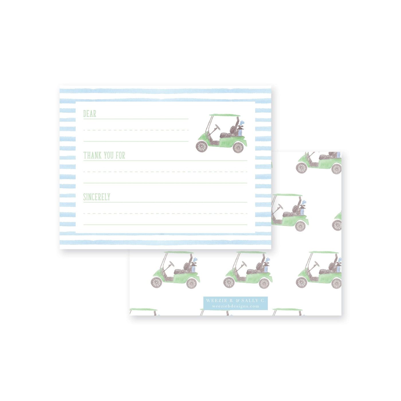 Watercolor Golf Cart Fill-In Flat Note Card