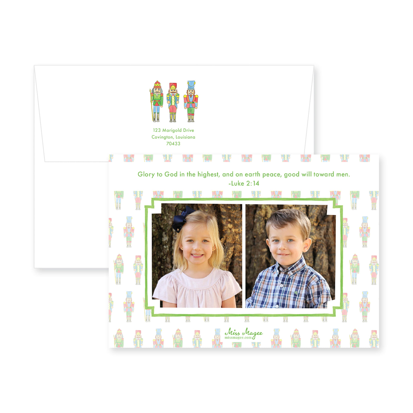 Watercolor Nutcrackers Horizontal Christmas Card