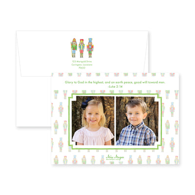 Watercolor Nutcrackers Horizontal Christmas Card