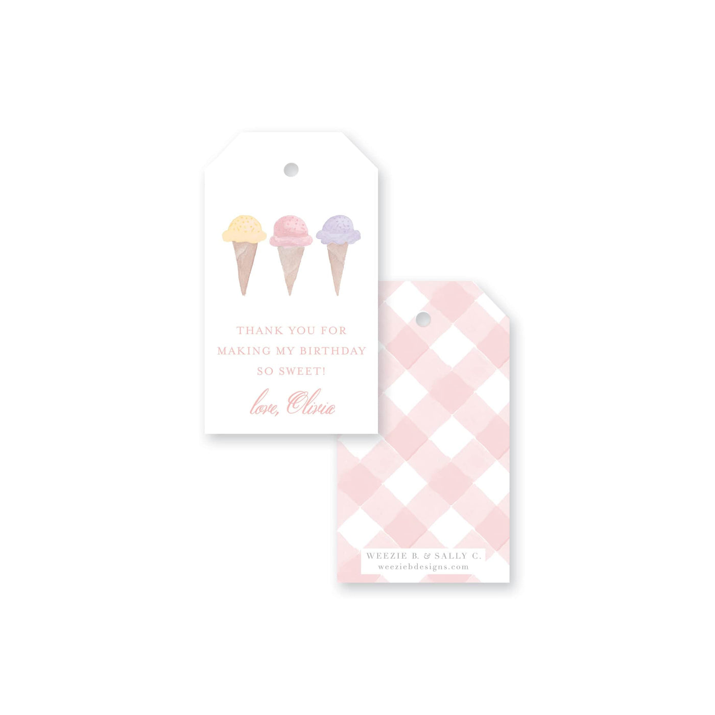 Ice Cream Watercolor Gift Tag