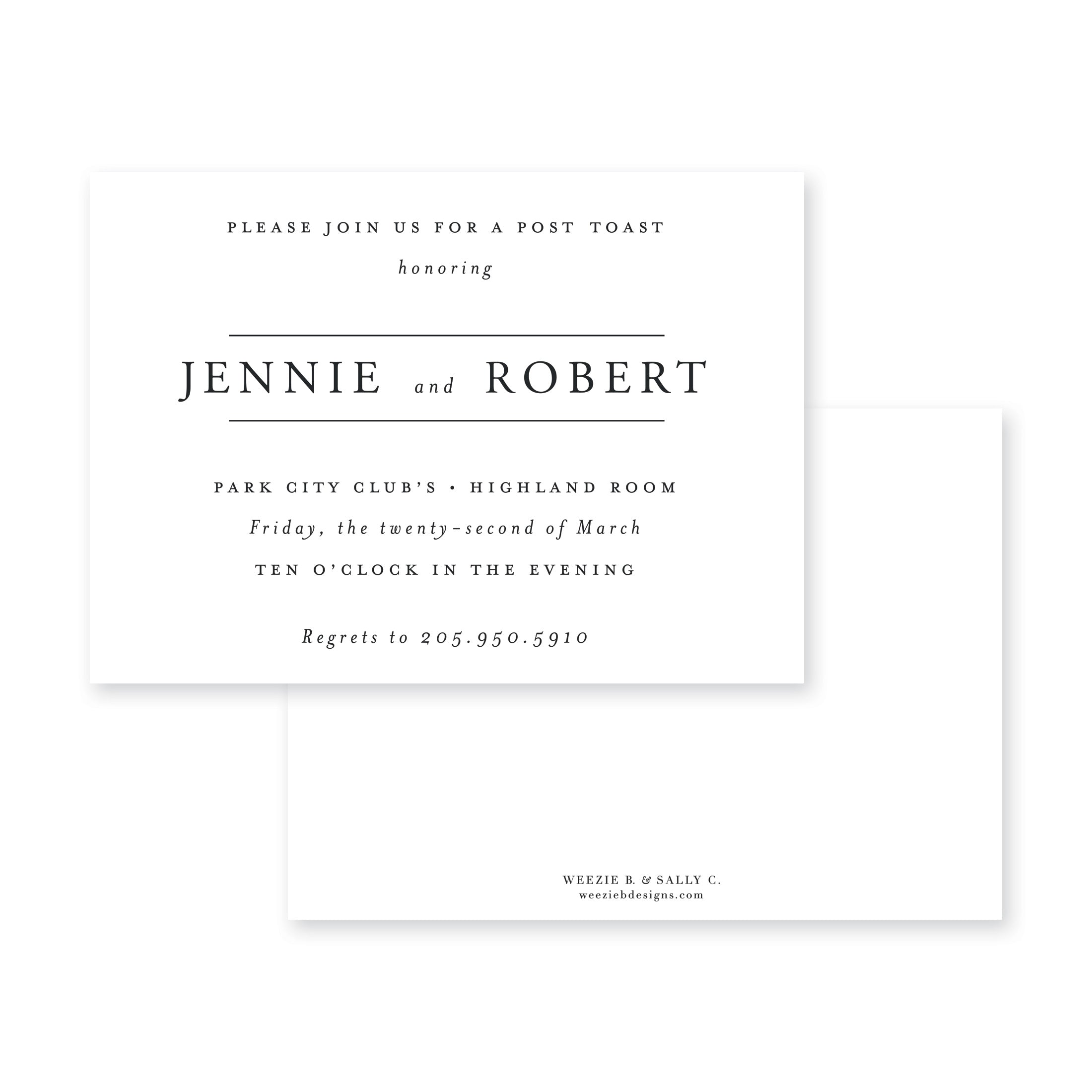 Malone Post Toast Invitation – Miss Magee