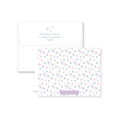Light Unicorn Stars Folded Note Card