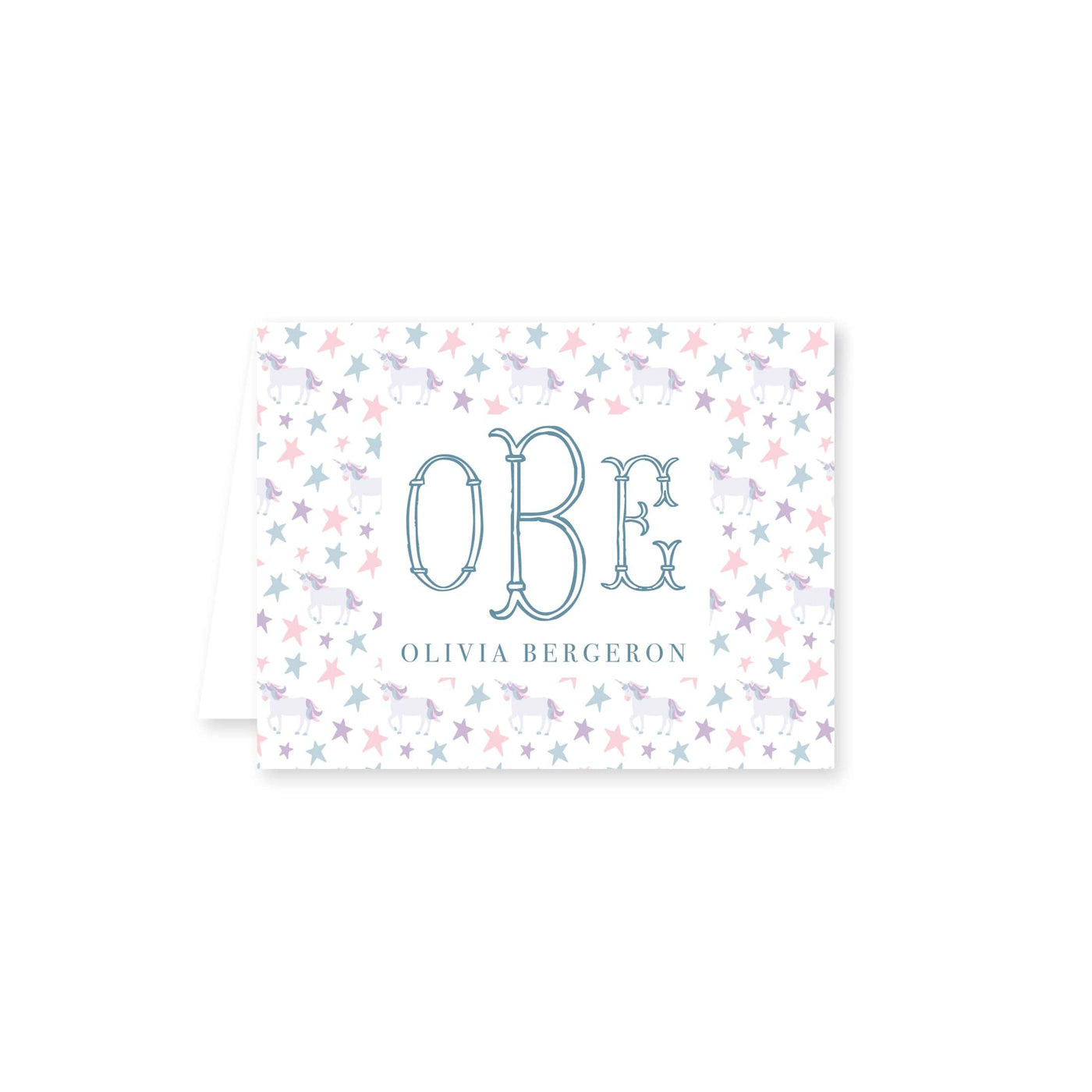 Light Unicorn Stars Folded Note Card