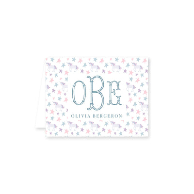 Light Unicorn Stars Folded Note Card