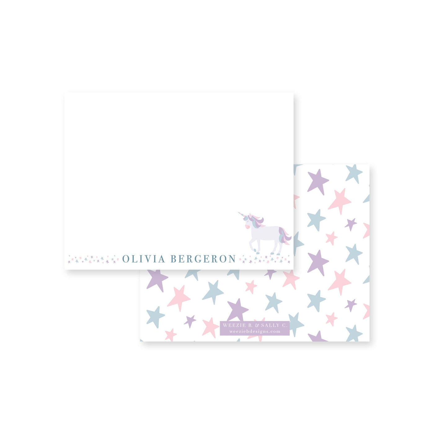 Light Unicorn Stars Flat Note Card
