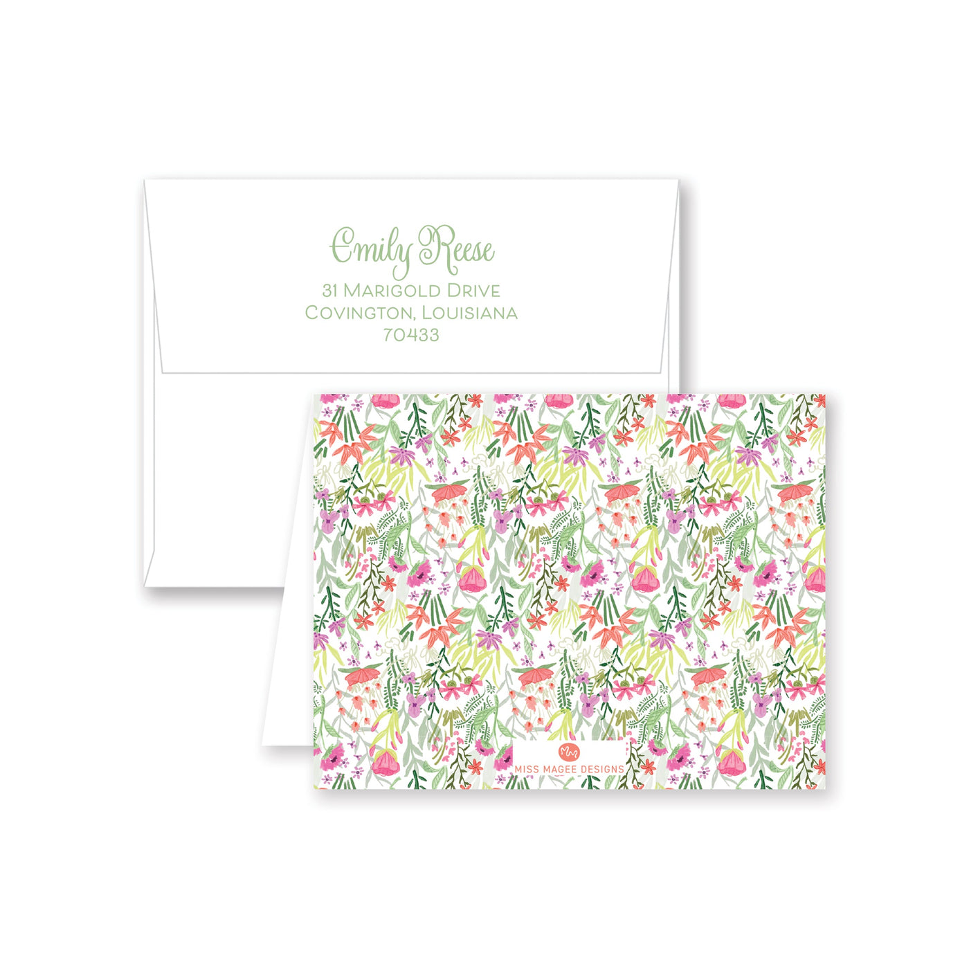 Whimsy Flowers Folded Note Card