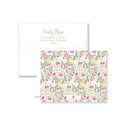 Whimsy Flowers Folded Note Card
