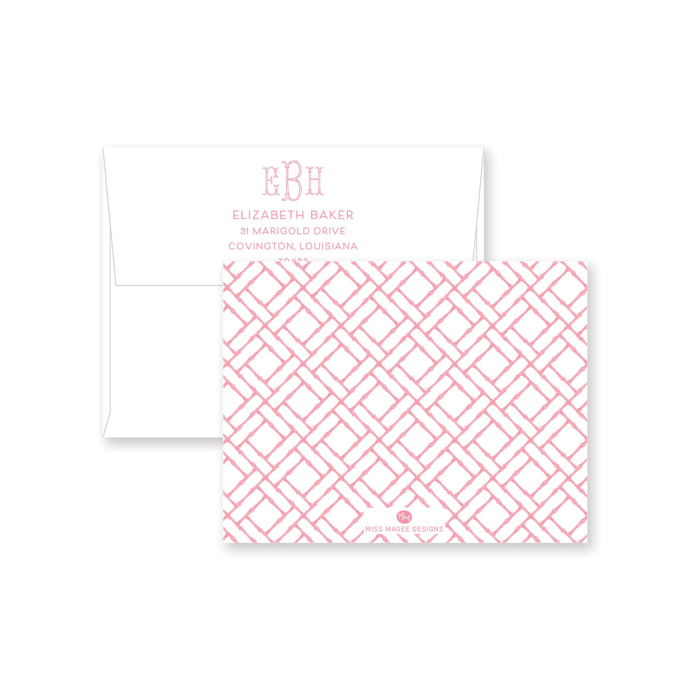 Bamboo Pattern Folded Note Card P