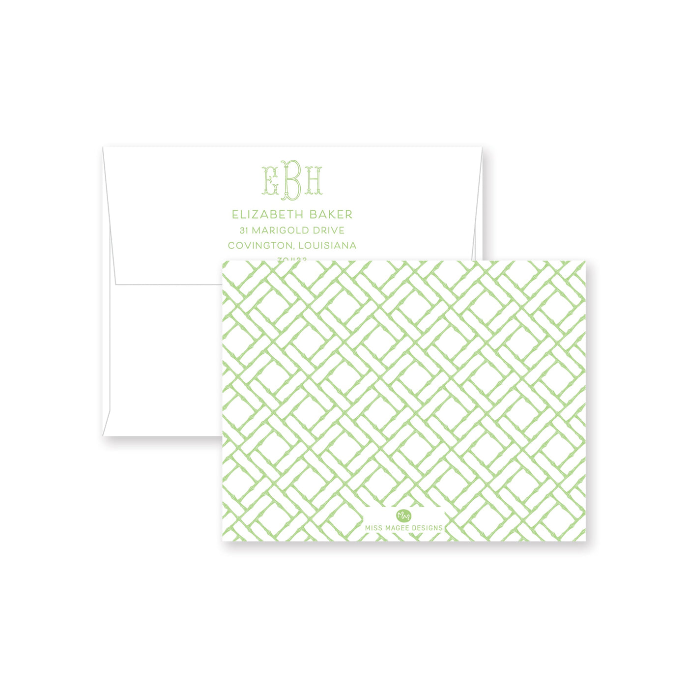 Bamboo Pattern Folded Note Card P