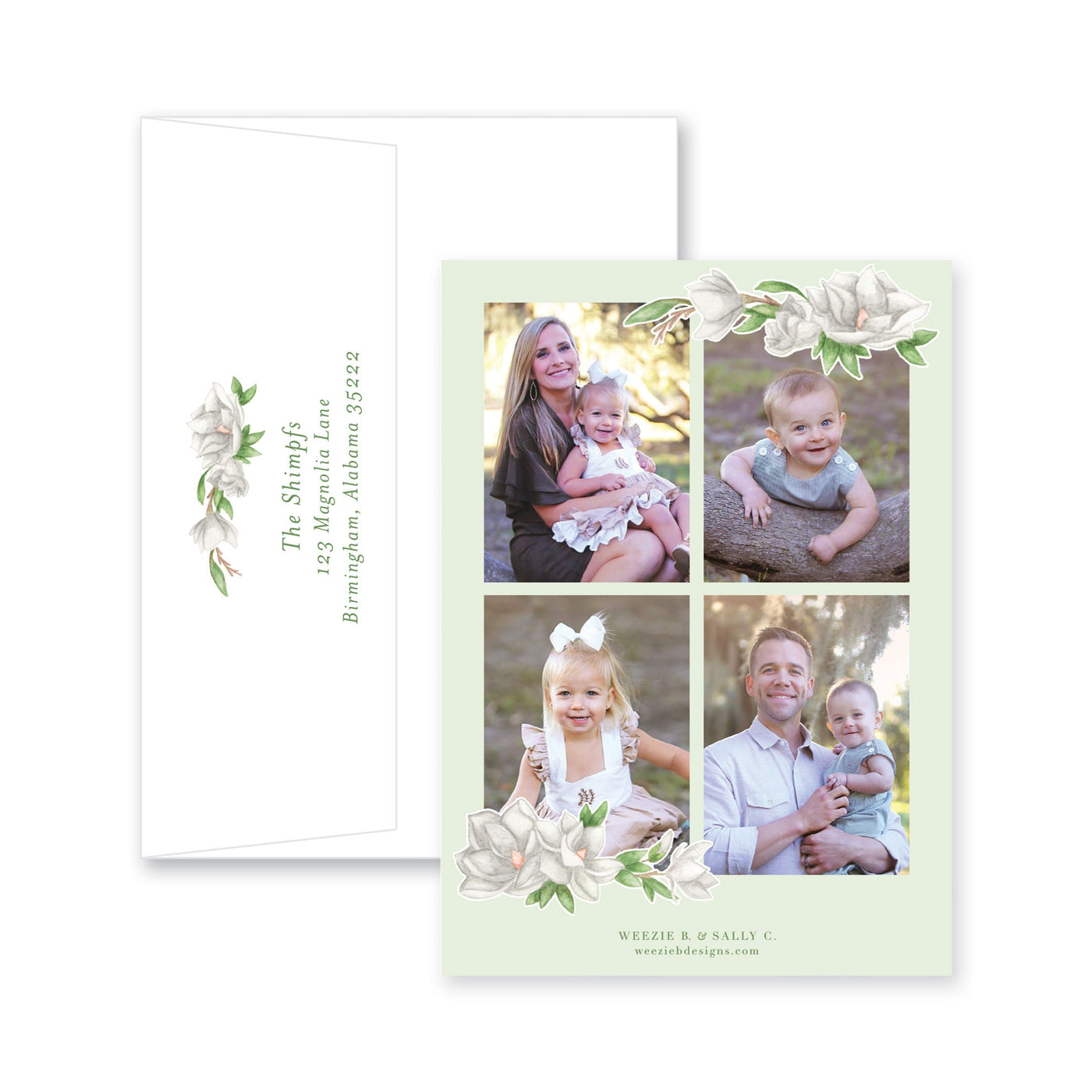 Magnolia Watercolor Full Photo Christmas Card