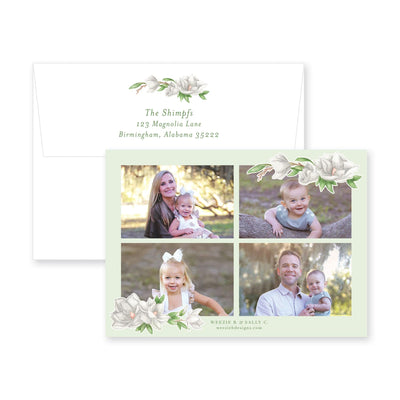 Magnolia Watercolor Full Photo Christmas Card