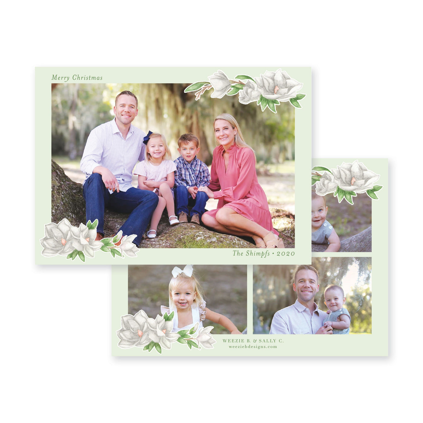 Magnolia Watercolor Full Photo Christmas Card