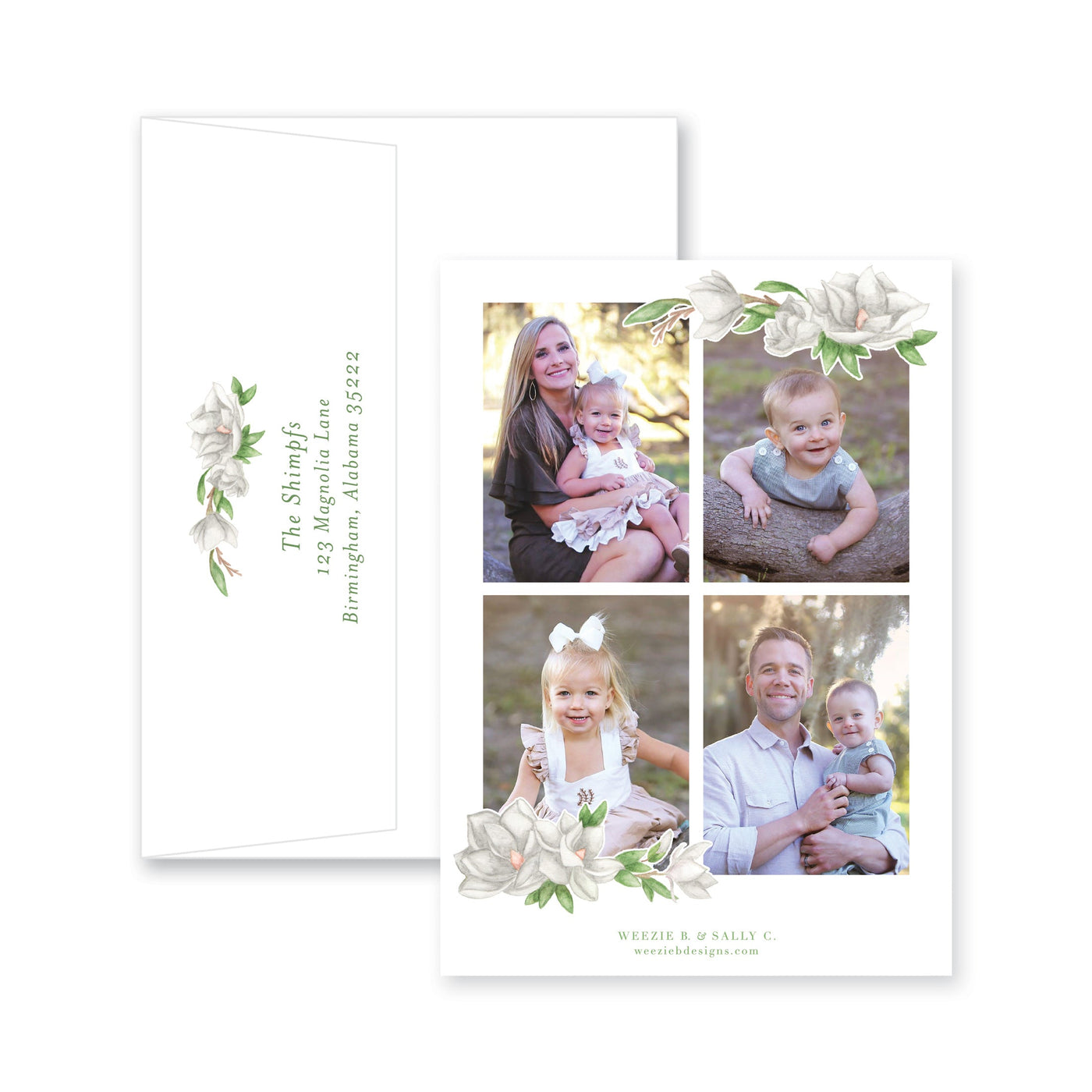 Magnolia Watercolor Vertical Christmas Card