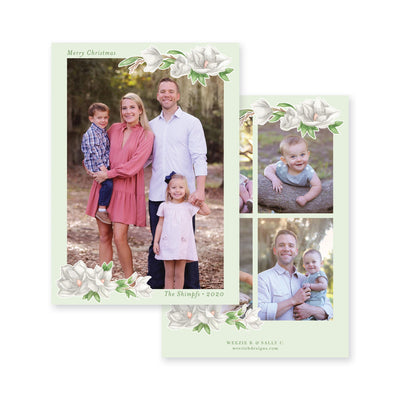 Magnolia Watercolor Full Photo Christmas Card