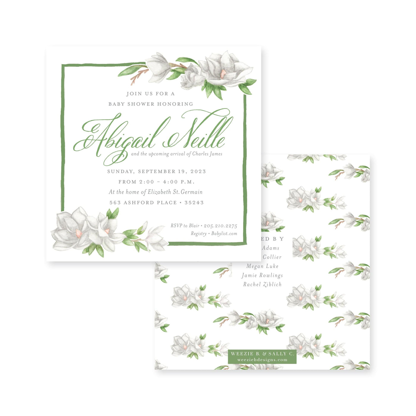 Magnolia Watercolor Baby Shower