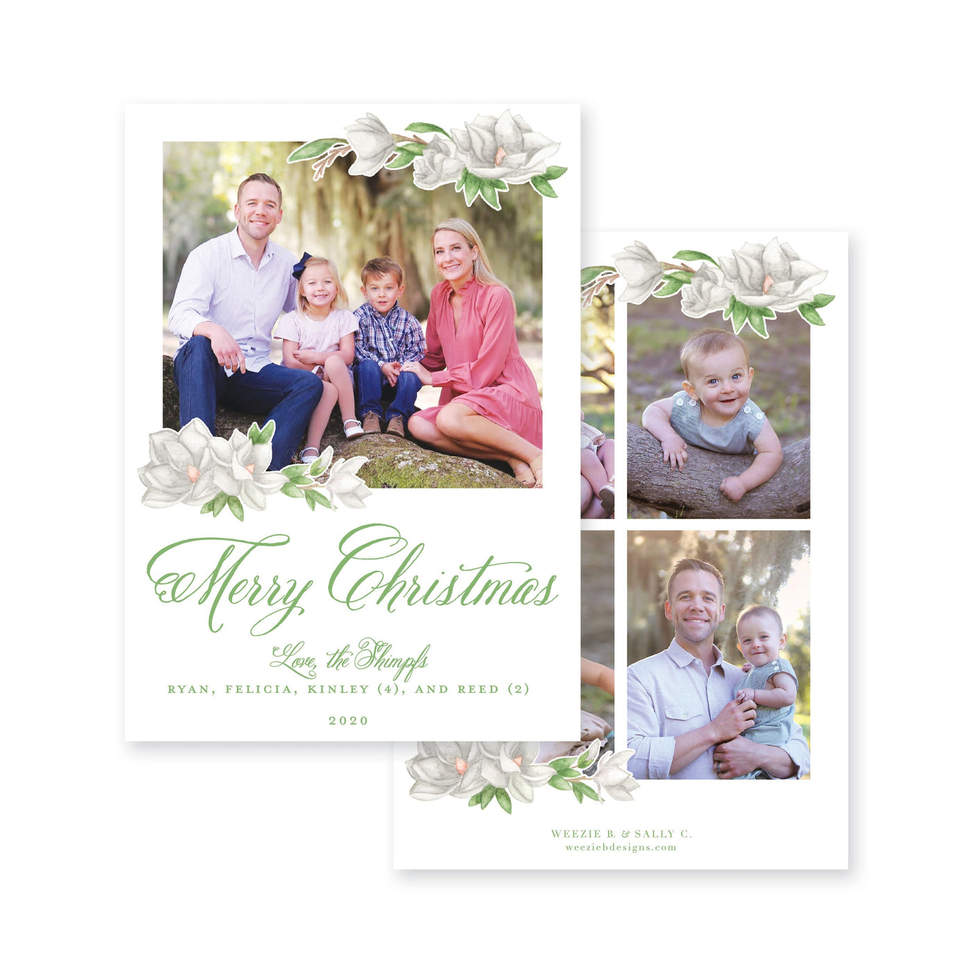 Magnolia Watercolor Vertical Christmas Card