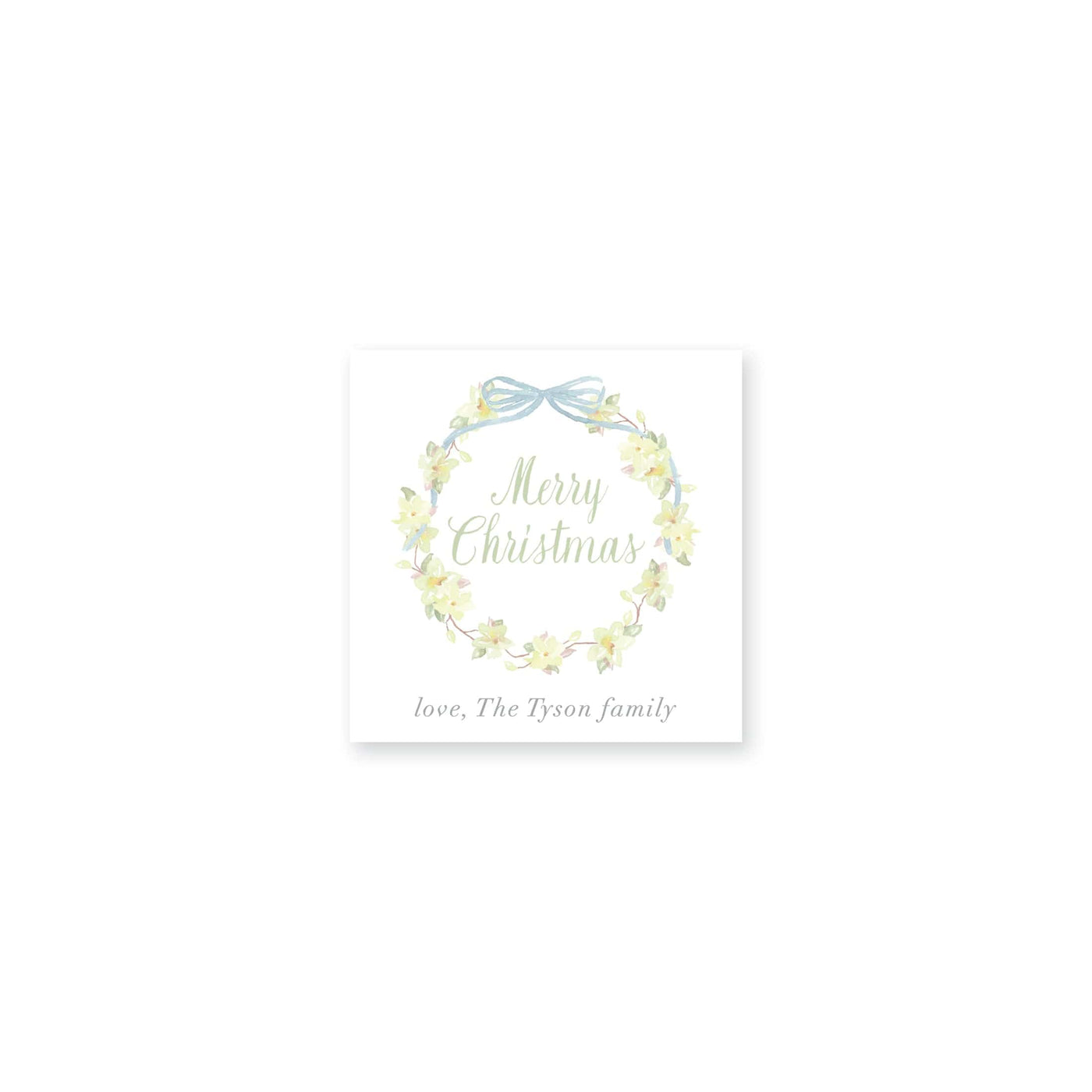 Magnolia Wreath With Ribbon Christmas Gift Stickers