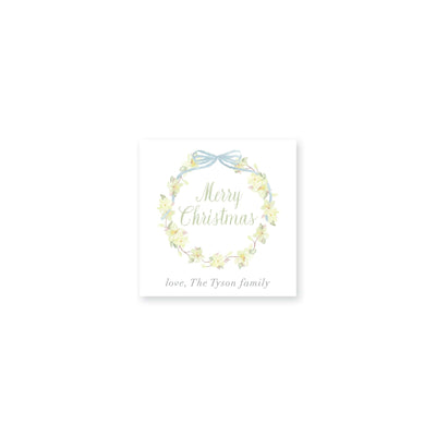 Magnolia Wreath With Ribbon Christmas Gift Stickers