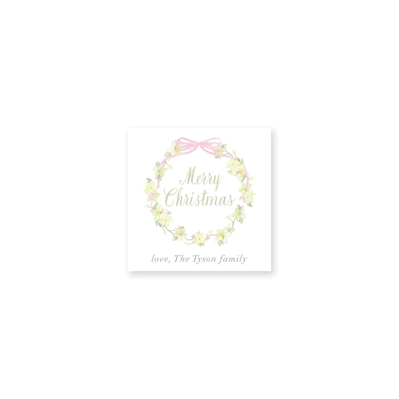 Magnolia Wreath With Ribbon Christmas Gift Stickers