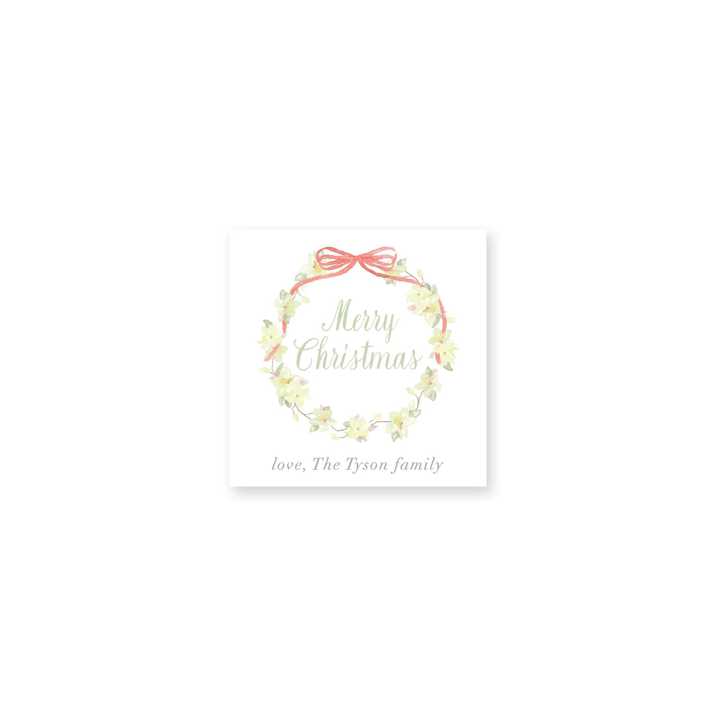 Magnolia Wreath With Ribbon Christmas Gift Stickers