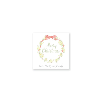 Magnolia Wreath With Ribbon Christmas Gift Stickers