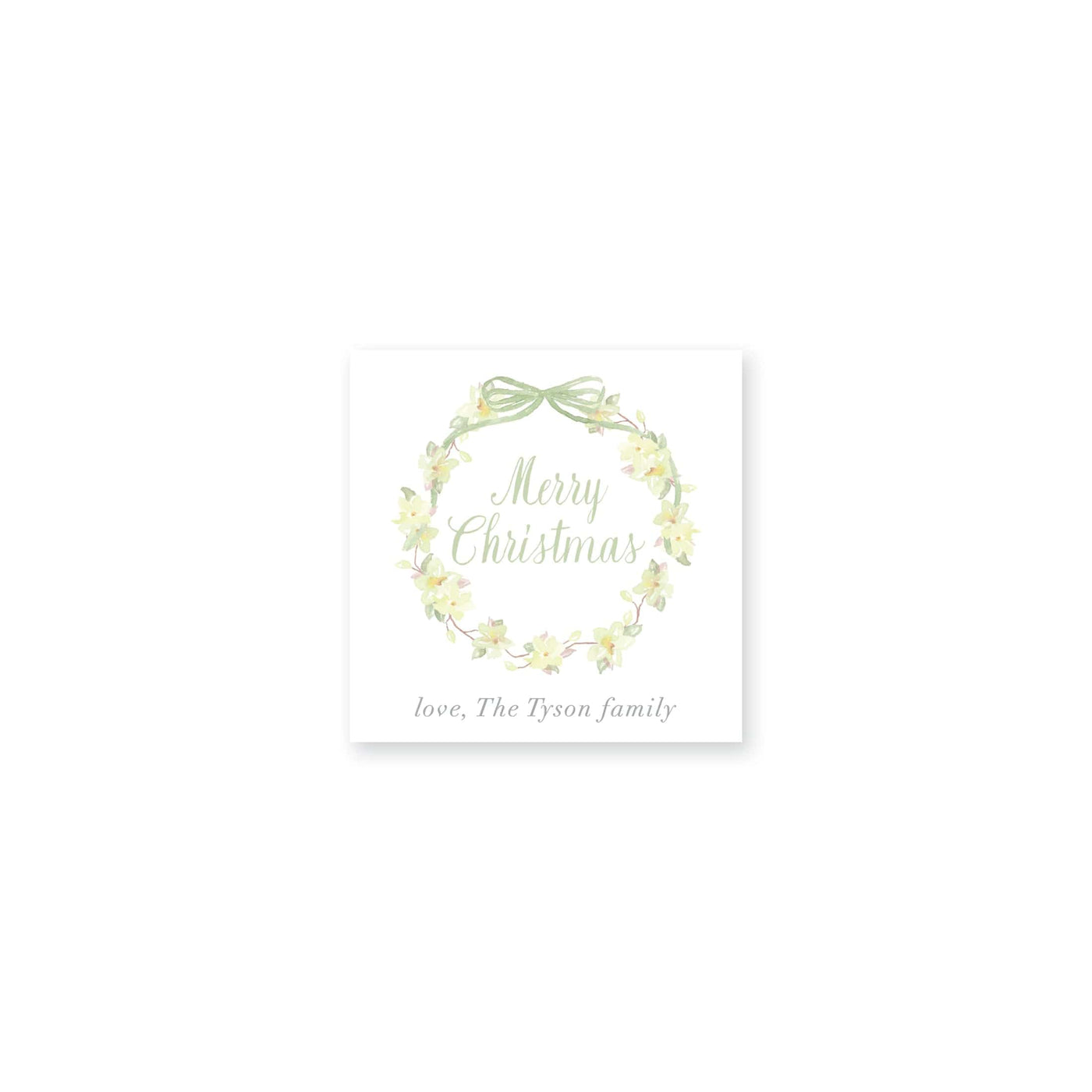 Magnolia Wreath With Ribbon Christmas Gift Stickers