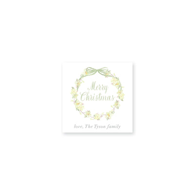 Magnolia Wreath With Ribbon Christmas Gift Stickers