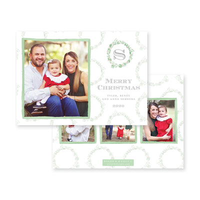 Mistletoe Wreath Monogram Christmas Card
