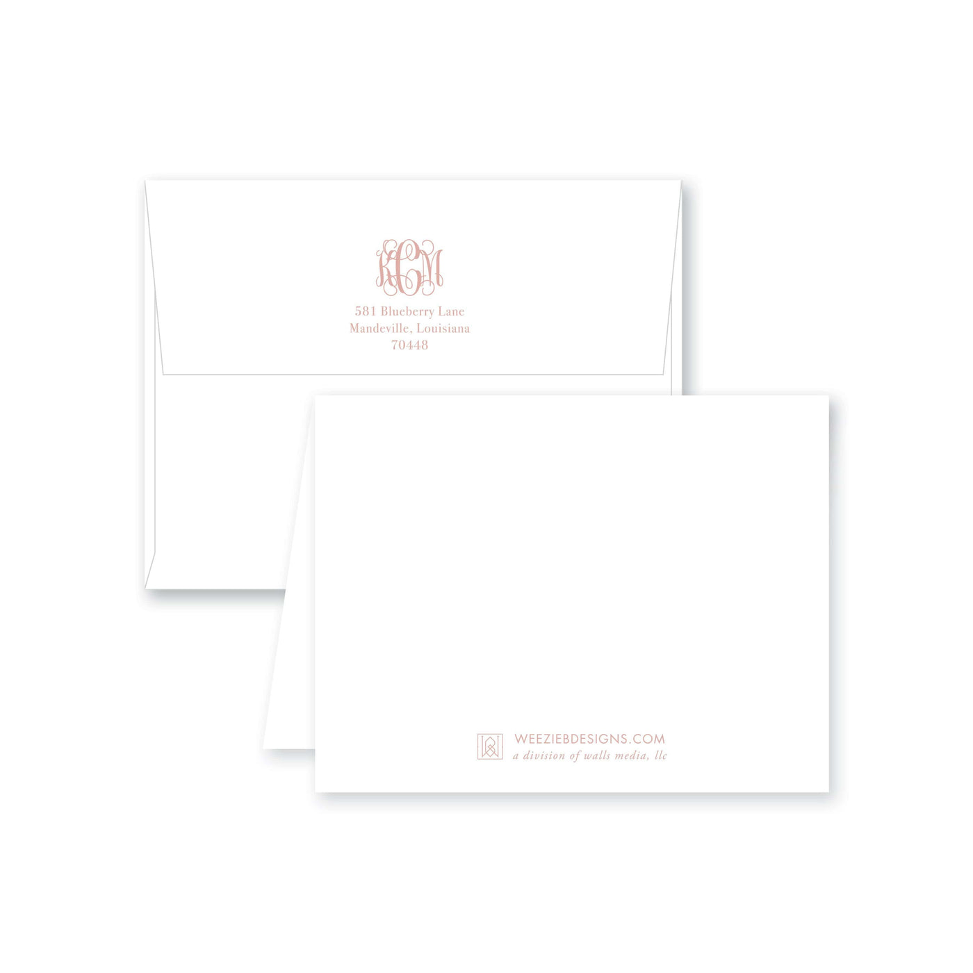 Weezie B. Designs | Greek Key Border Monogram Folded Note Cards