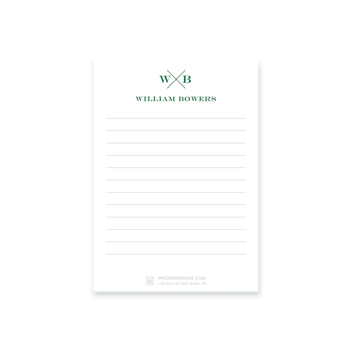 Weezie B. Designs | Block X With Name and Monogram Notepads