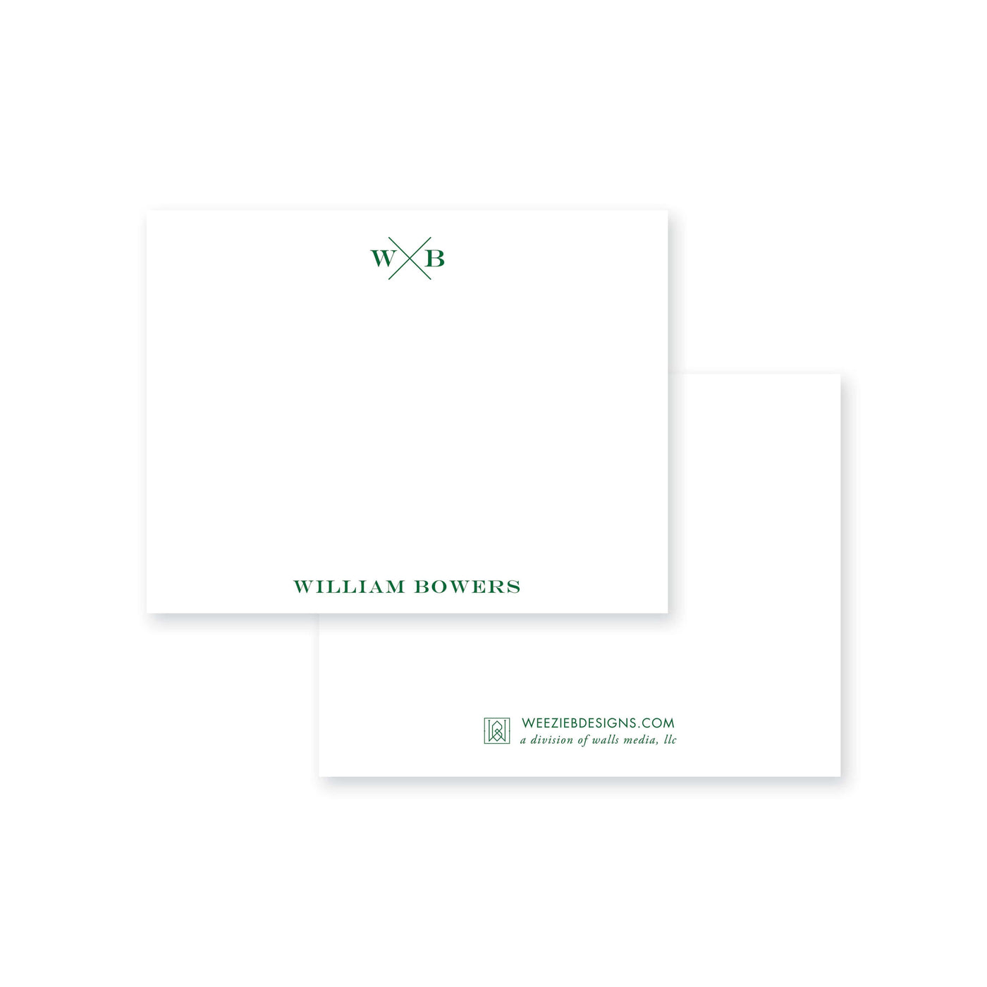 Weezie B. Designs | Block X Monogram Flat Note Card