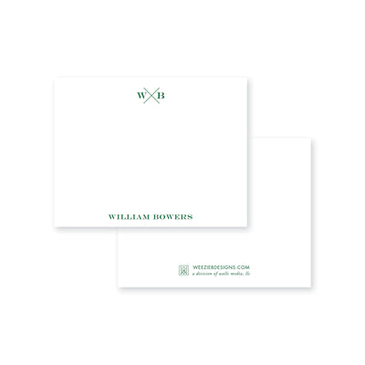 Weezie B. Designs | Block X Monogram Flat Note Card