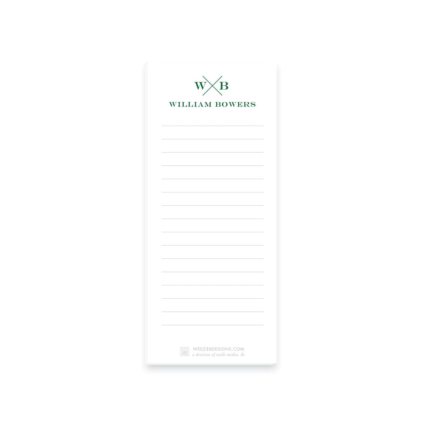 Weezie B. Designs | Block X With Name and Monogram Notepads