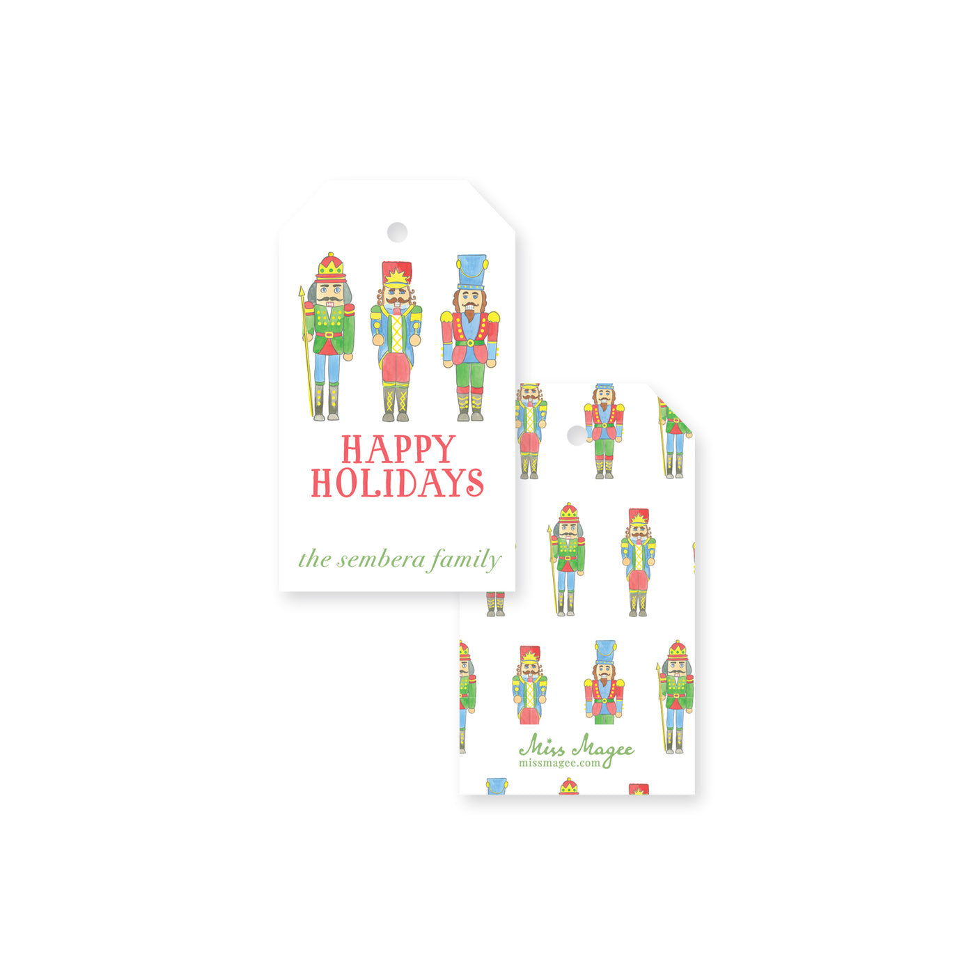 Watercolor Nutcrackers Christmas Gift Tag