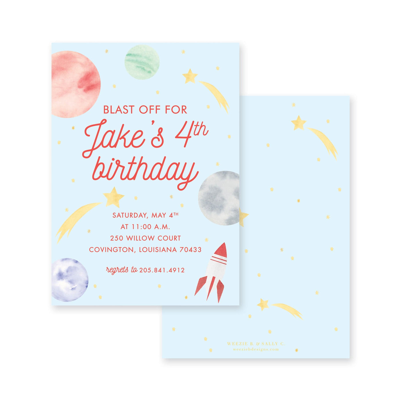 Weezie B. Designs | Outer Space Birthday Invitation