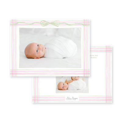 Watercolor Plaid Full Frame Horizontal Announcement Christmas Card
